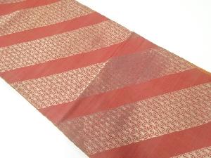 アンティーク　斜め縞に麻の葉模様織出し全通袋帯（材料）